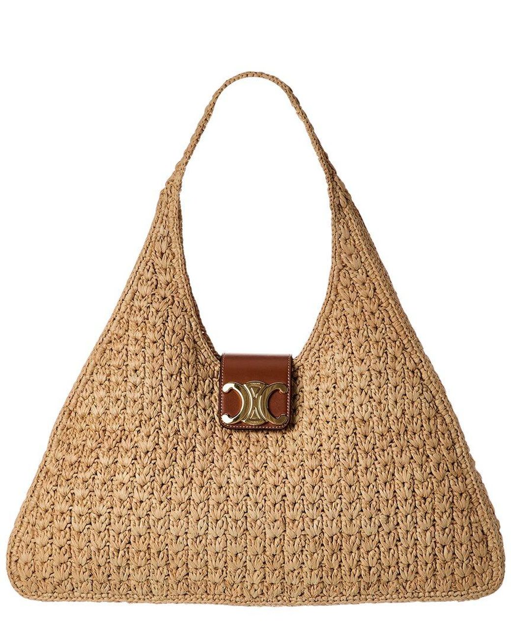 Celine Triomphe Straw Shoulder Bag
