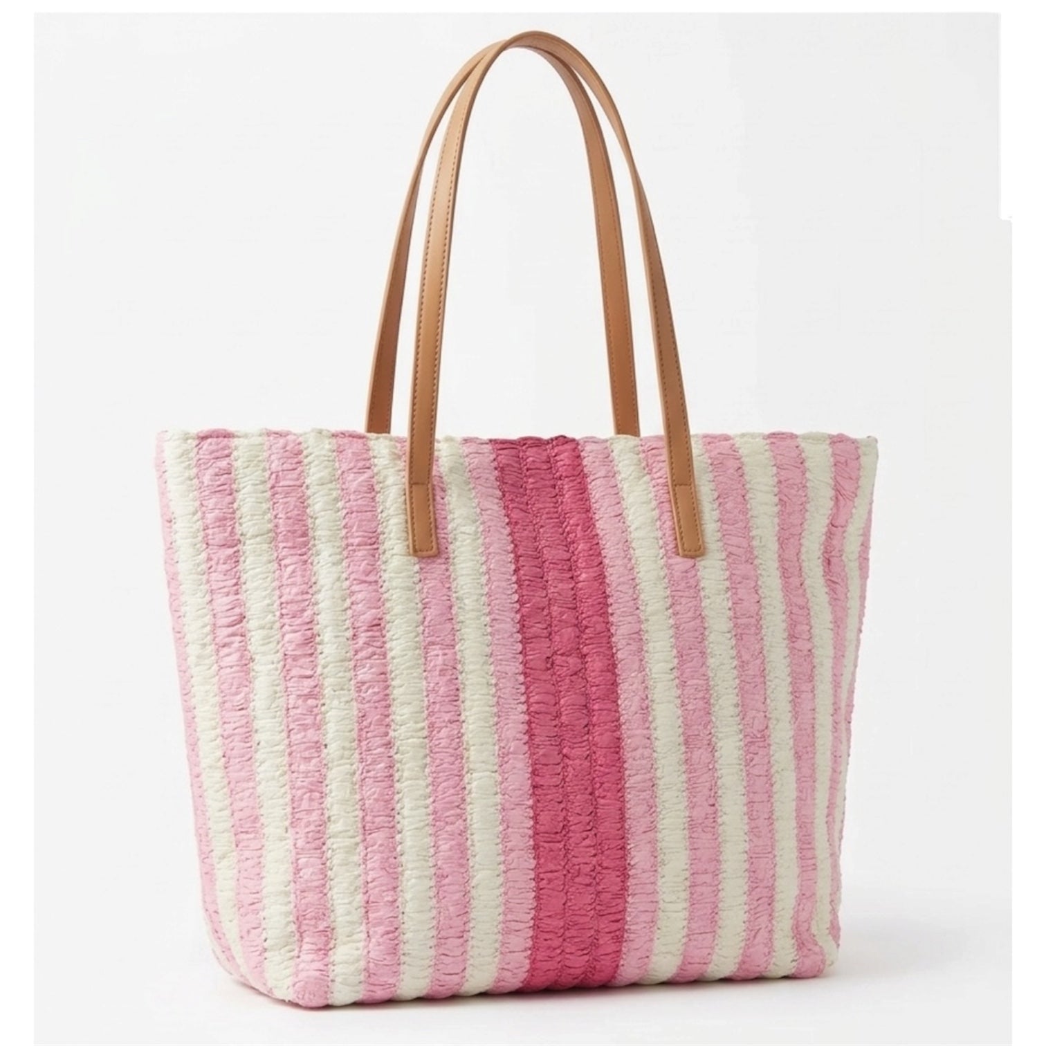 Woven Striped Raffia Tote Bag