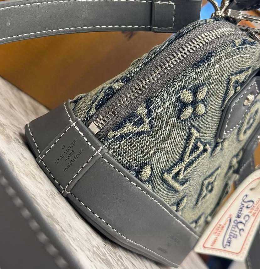 ‏Louis Vuitton Alma BB Denim Bag – Blue Monogram with Grey Leather trim