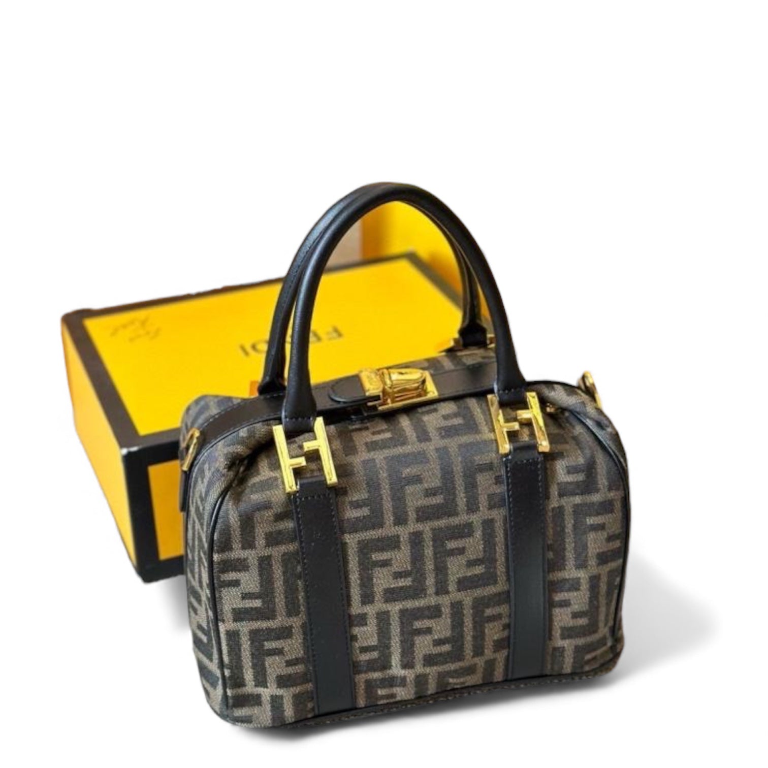 Fendi Inspired Boston Bag – FF Monogram