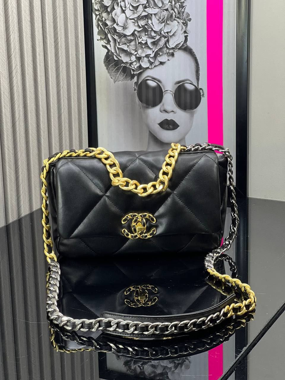 Chanel 19 Bag Small Black Lambskin Leather Crossbody Bag