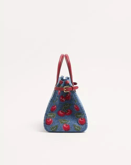 Valentino Cherry Embroidered Tote Bag