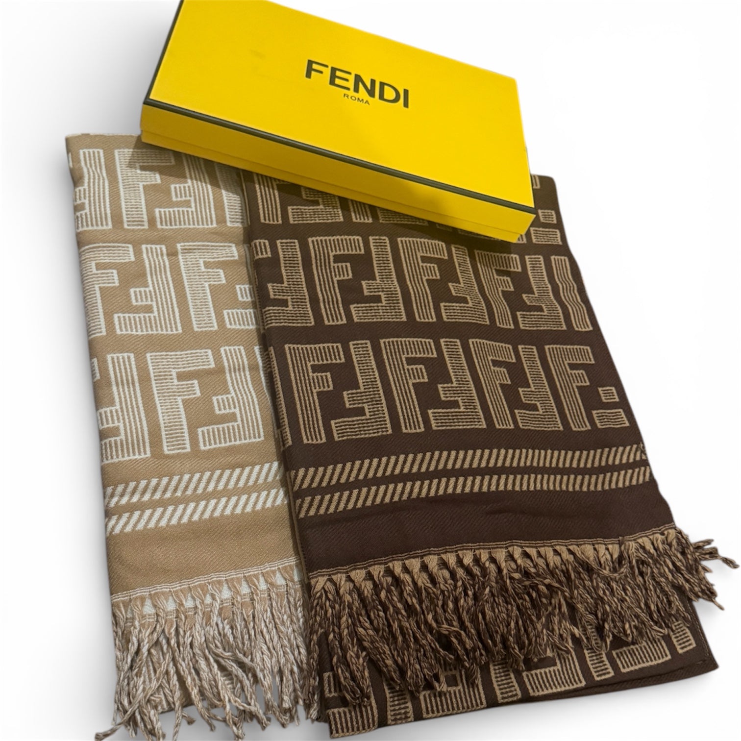 Fendi FF Logo Double-Face Wool Scarf