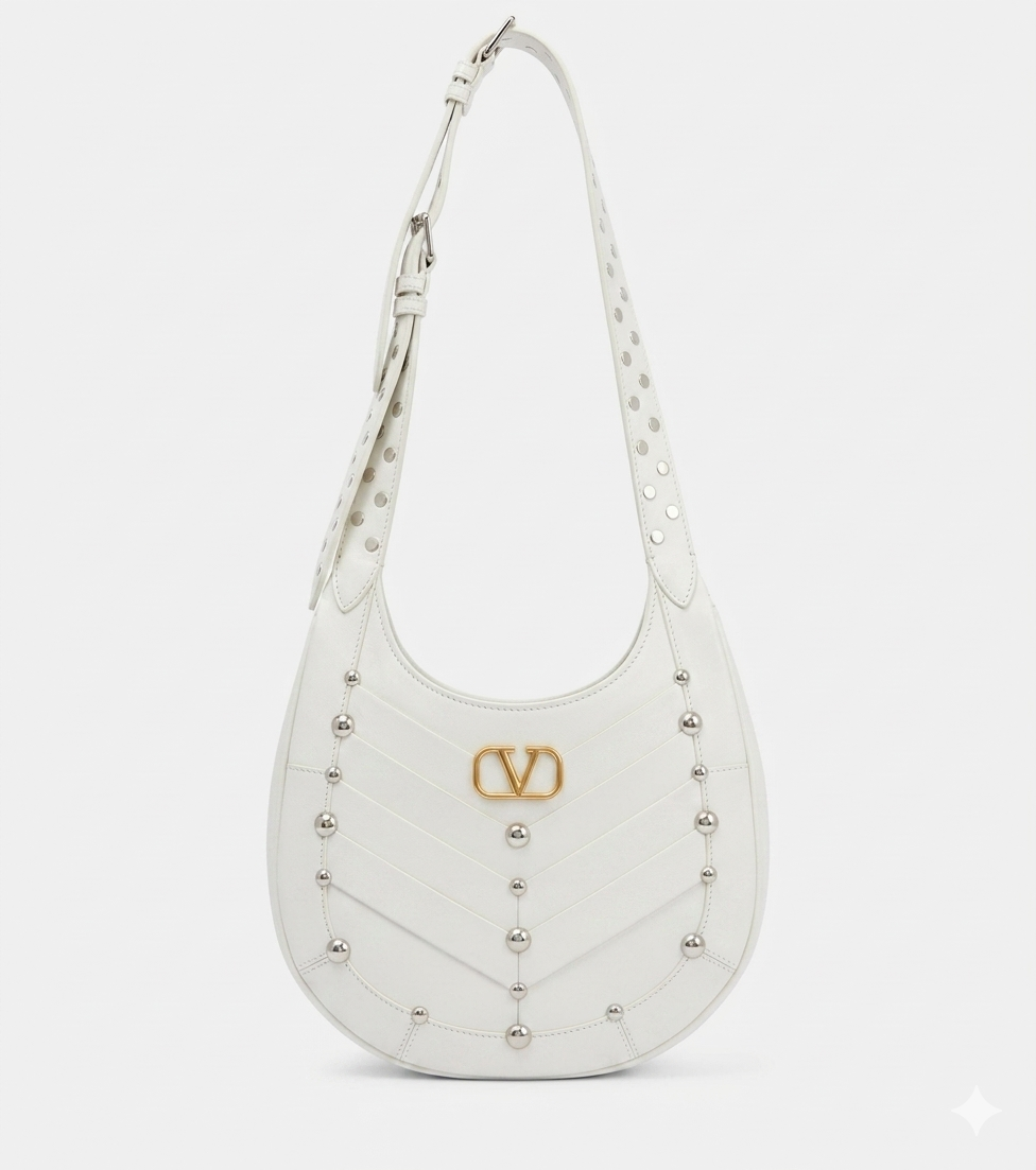 Valentino Garavani VLogo Suede Studded Hobo Bag