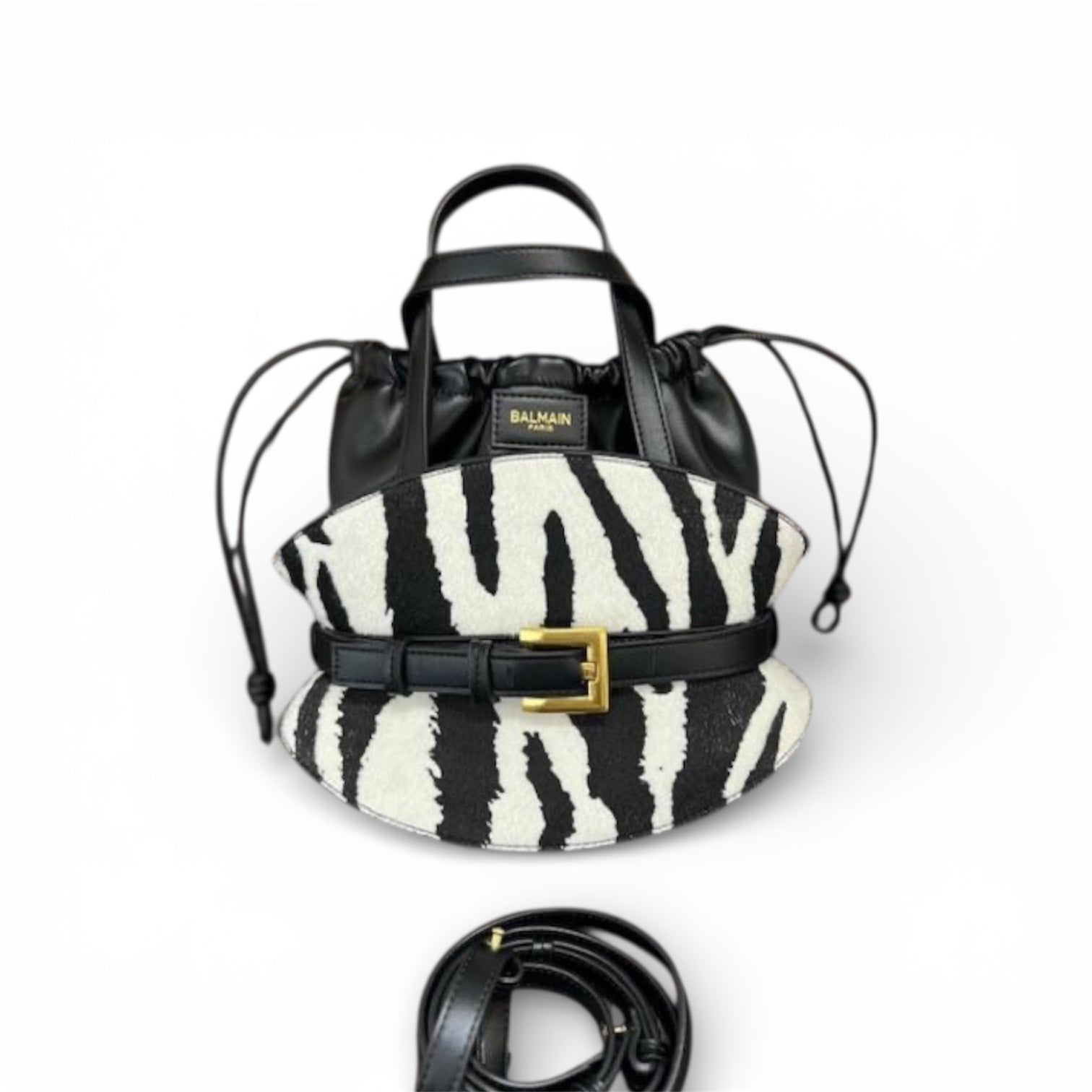 Balmain B-Buzz Dynasty Leather Small Tote Bag