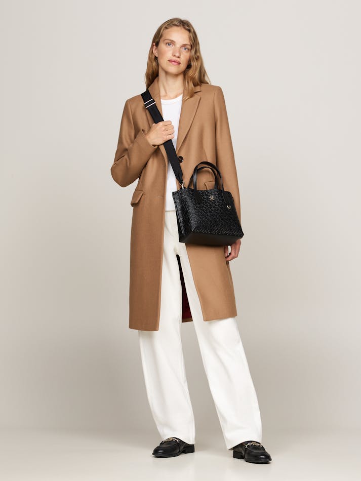 TOMMY HILFIGER TH MONOGRAM EMBOSSED TOTE