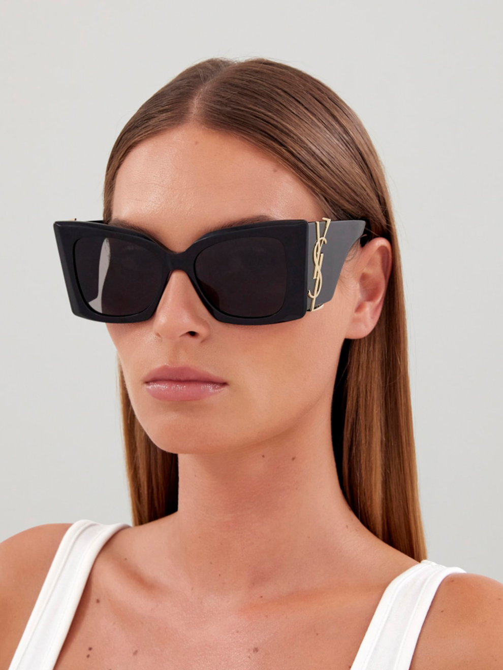Saint Laurent Oversized YSL Logo Sunglasses – Black & Gold