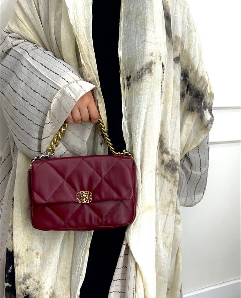 Chanel 19 Flap Bag in Burgundy Leather