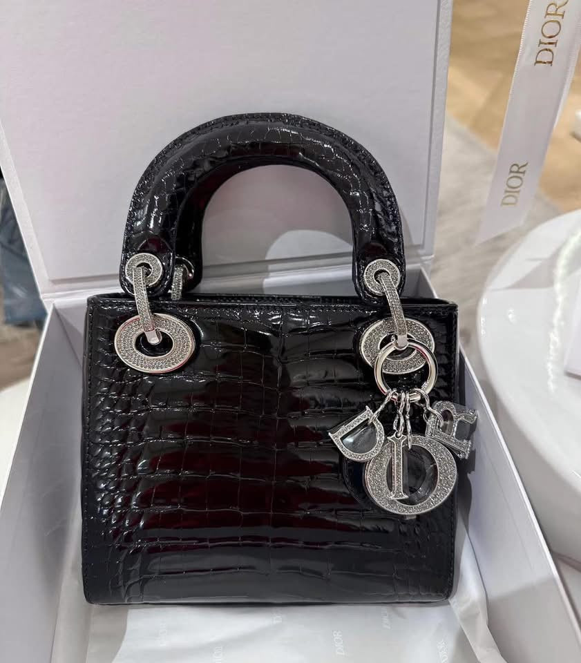Lady Dior Crocodile-Embossed Bag