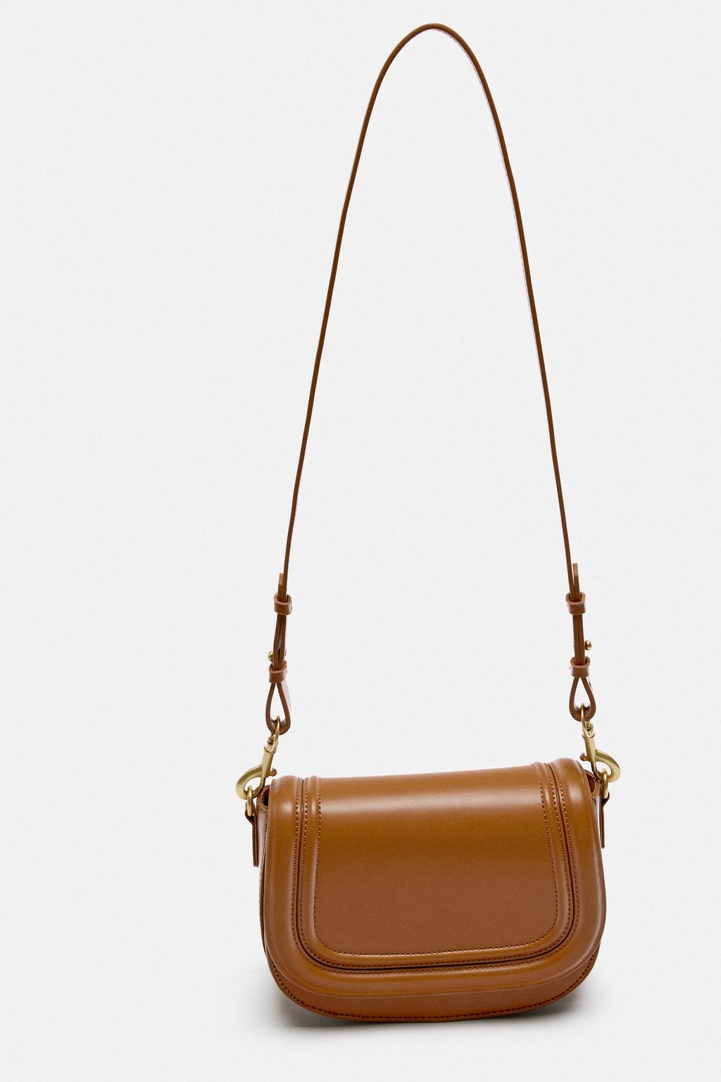 Zara Leather Crossbody Saddle Bag