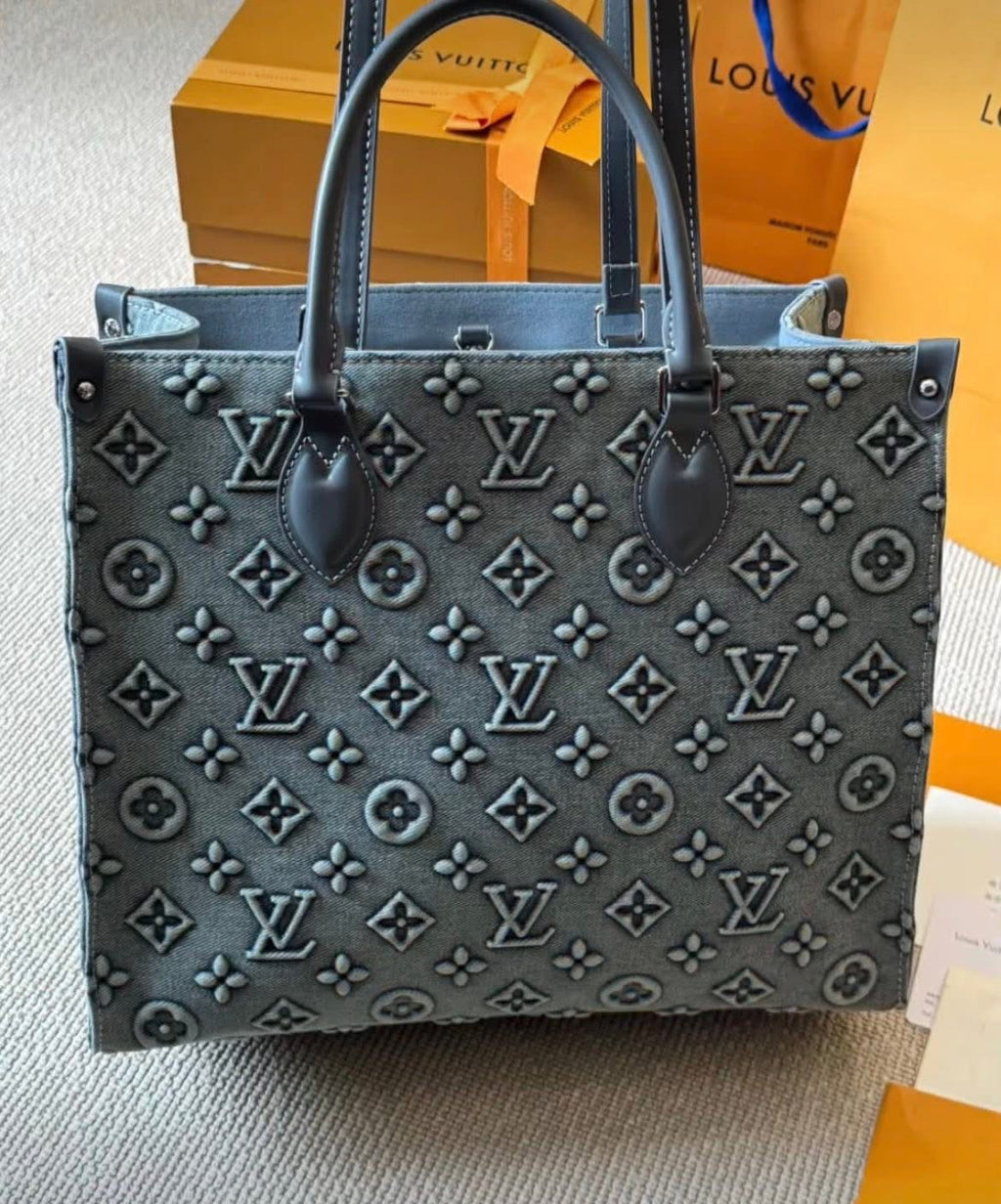 Louis Vuitton OnTheGo MM Monogram Denim Tote Bag