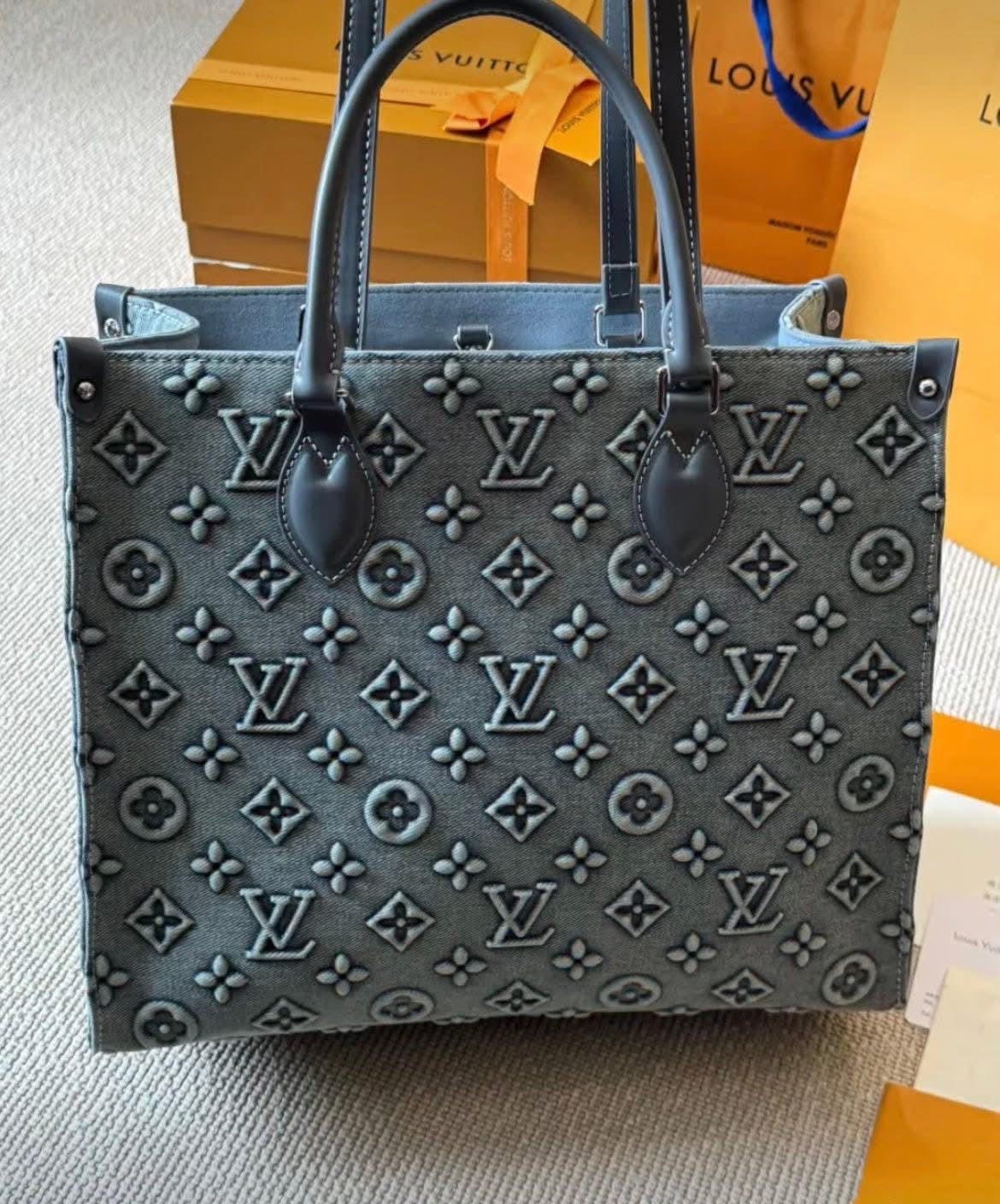 Louis Vuitton OnTheGo MM Monogram Denim Tote Bag