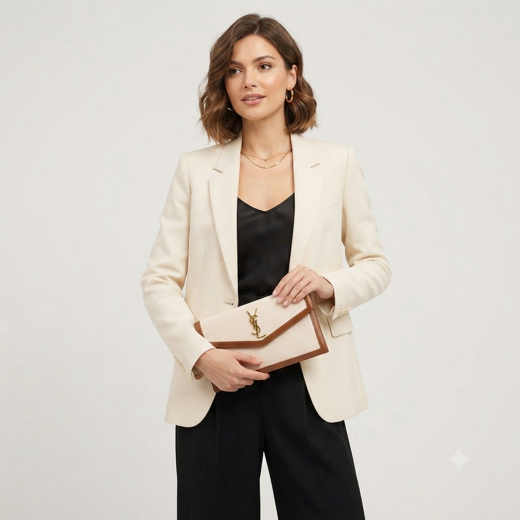 Saint Laurent Uptown Canvas Clutch