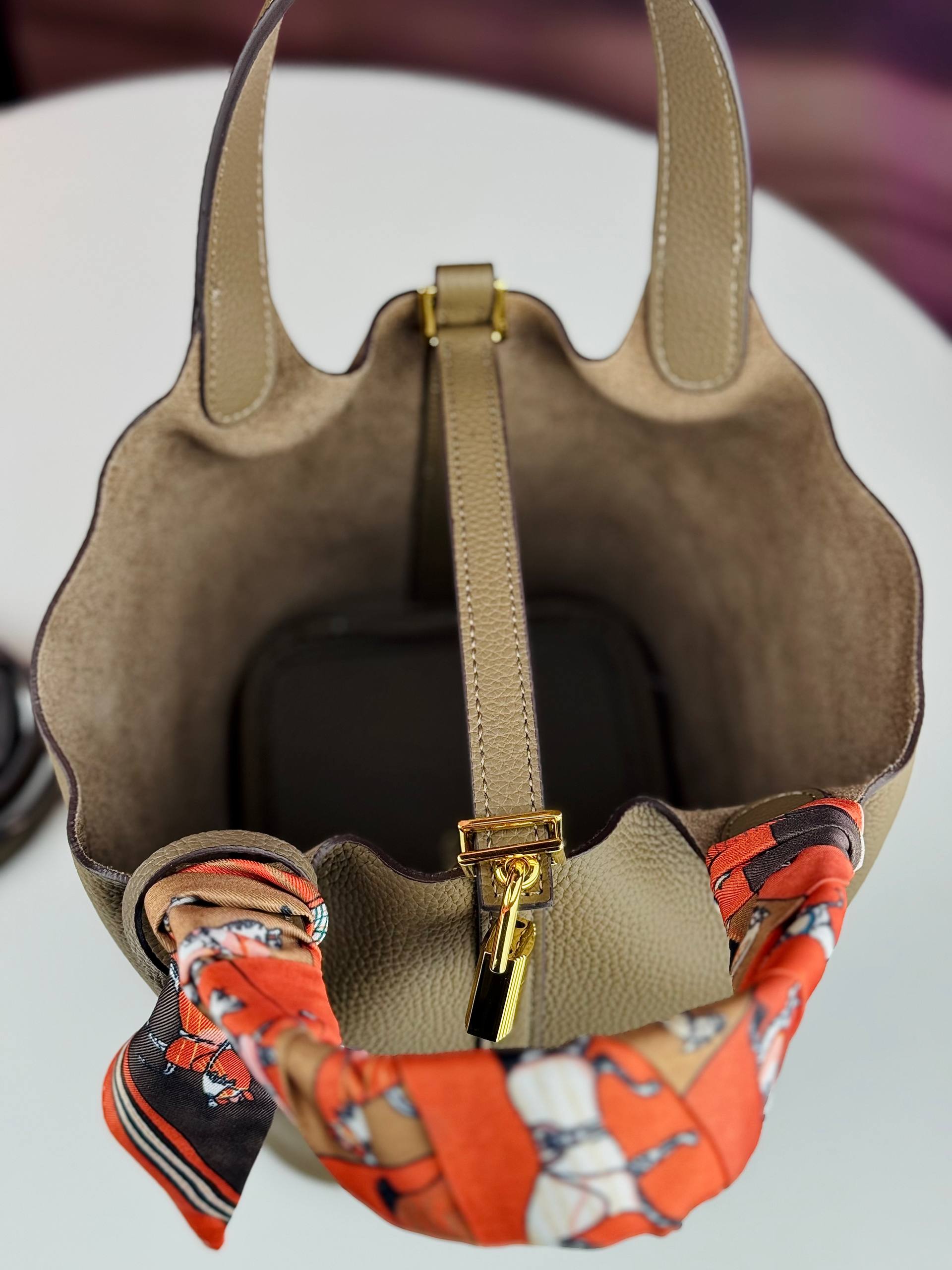 HERMÈS Picotin Lock 18 Bag in Gold Clemence Leather