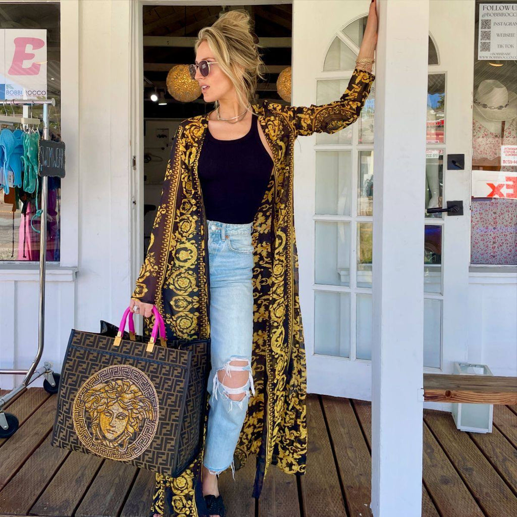 FENDACE (Fendi x Versace) Tote Bag – FF Canvas with Medusa Crystal Design