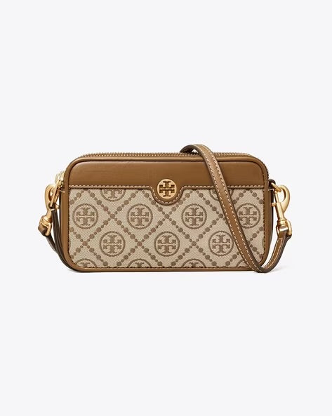 TORY BURCH T MONOGRAM JACQUARD DOUBLE-ZIP MINI BAG