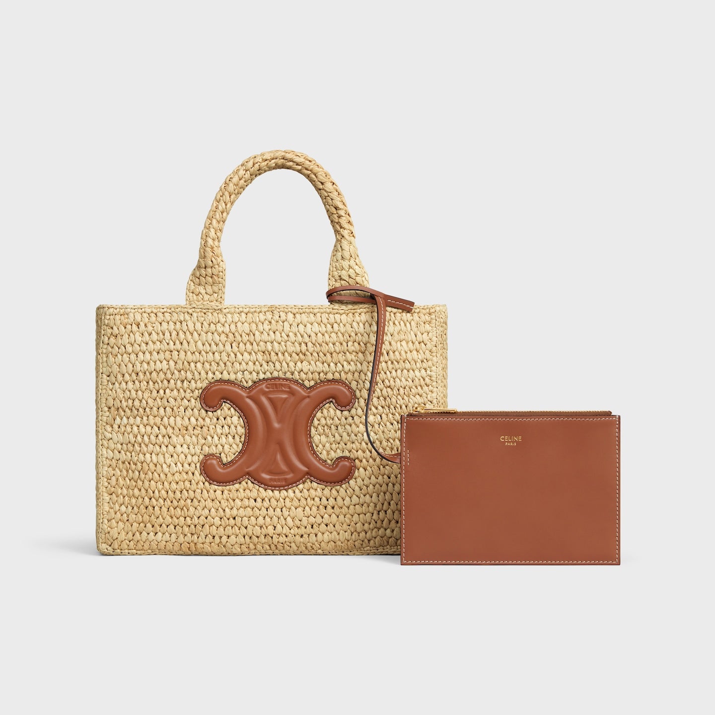 Celine Triomphe Straw Tote