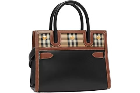 Burberry Title Leather & Vintage Check Tote