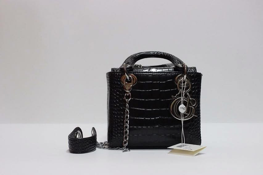 Lady Dior Crocodile-Embossed Bag
