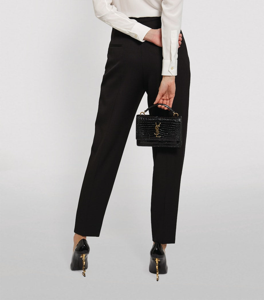Saint Laurent Cassandra Croc-Embossed Top Handle Bag