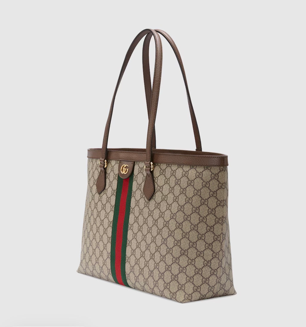 Ophidia medium leather-trimmed printed coated-canvas tote