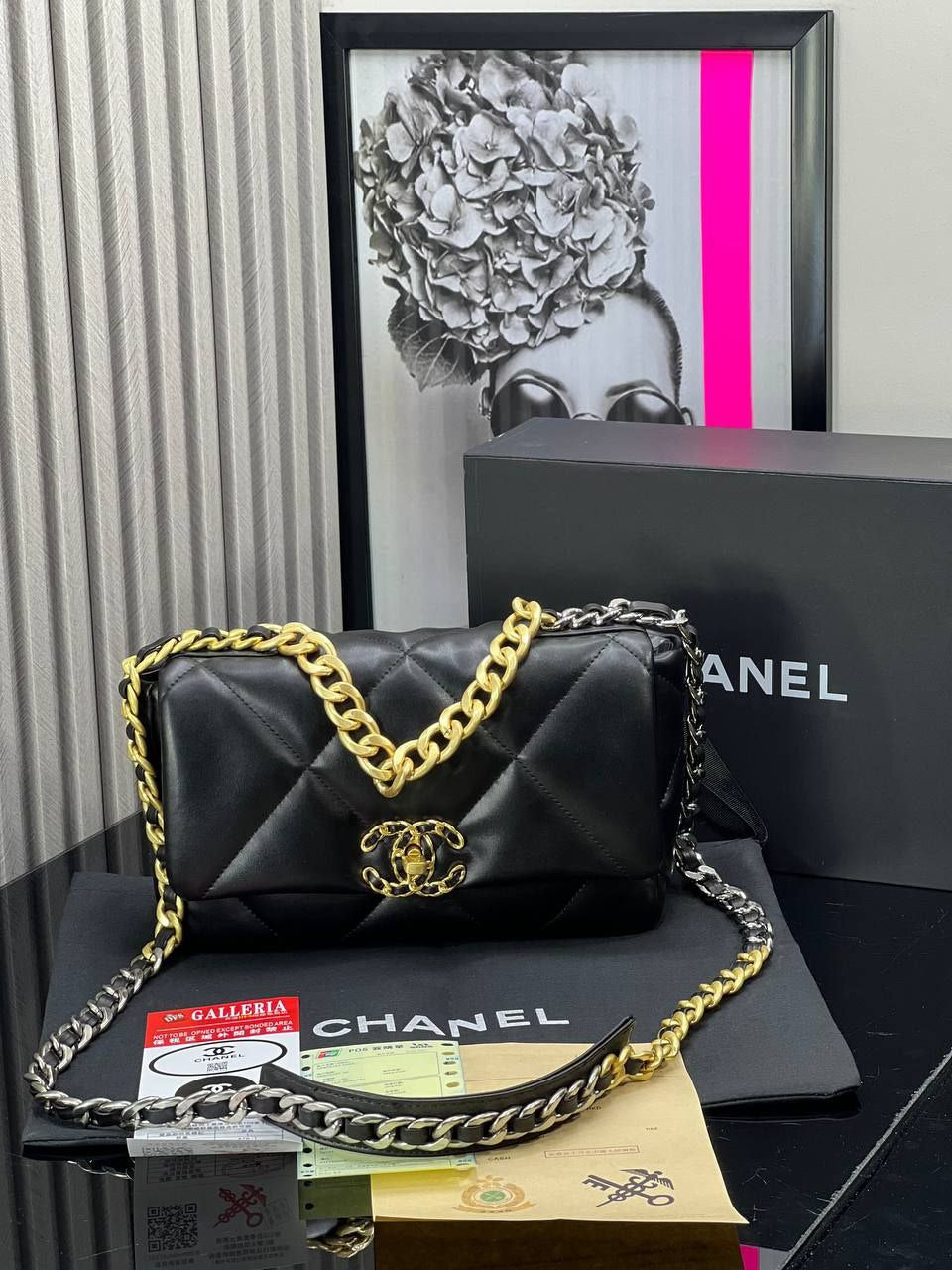 Chanel 19 Bag Small Black Lambskin Leather Crossbody Bag