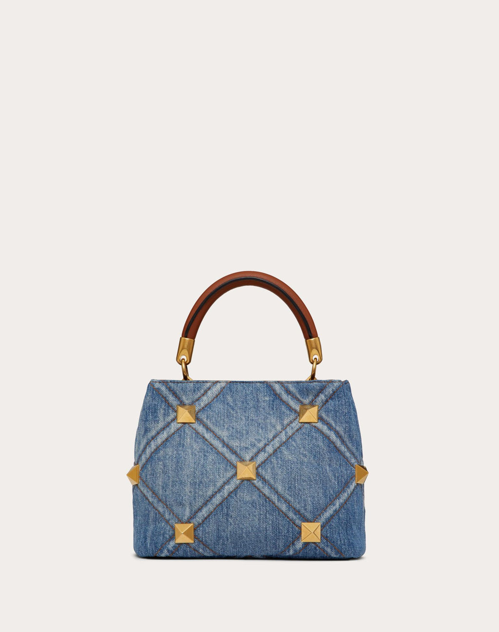 Valentino Garavani Roman Stud Denim Top Handle Bag