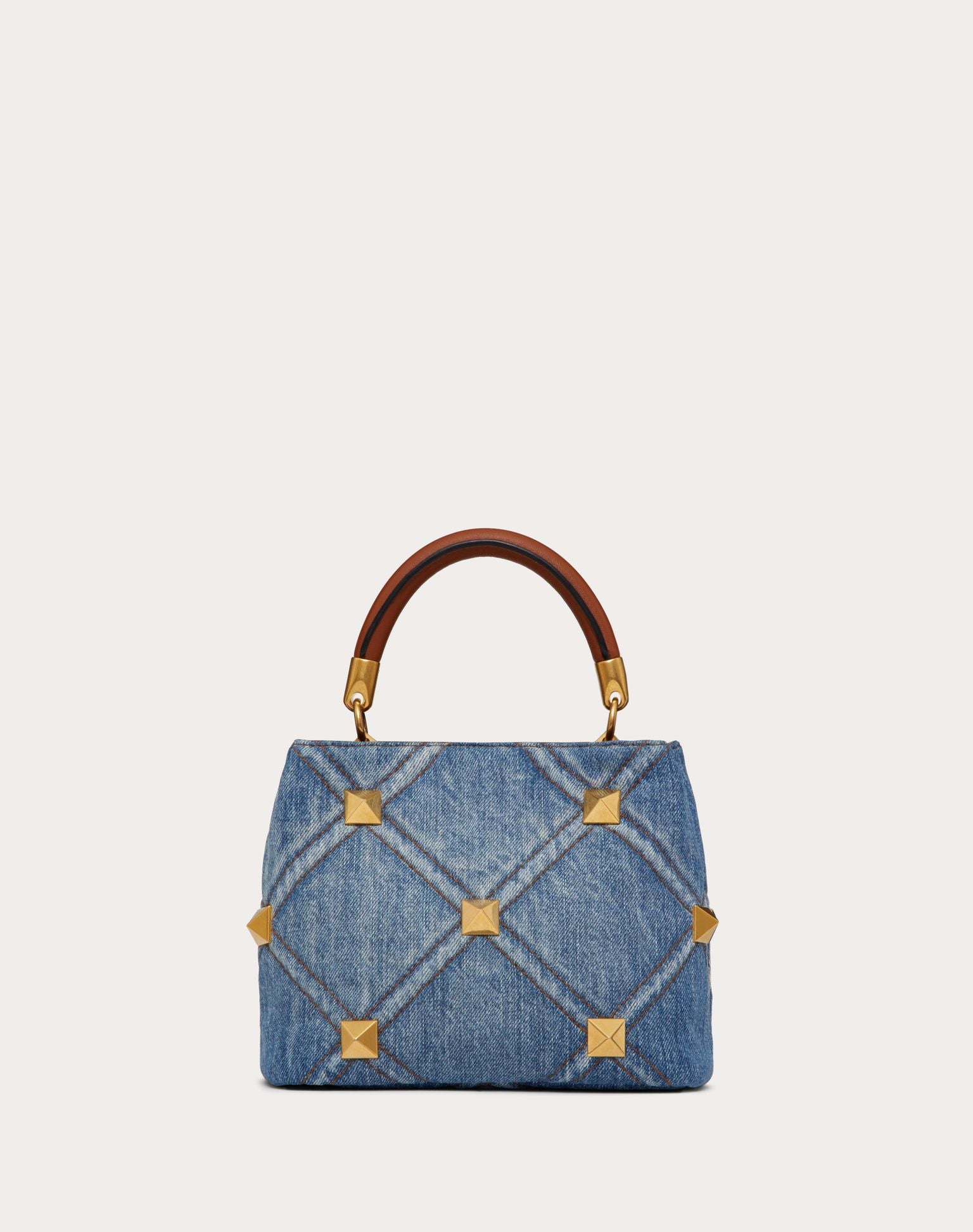 Valentino Garavani Roman Stud Denim Top Handle Bag