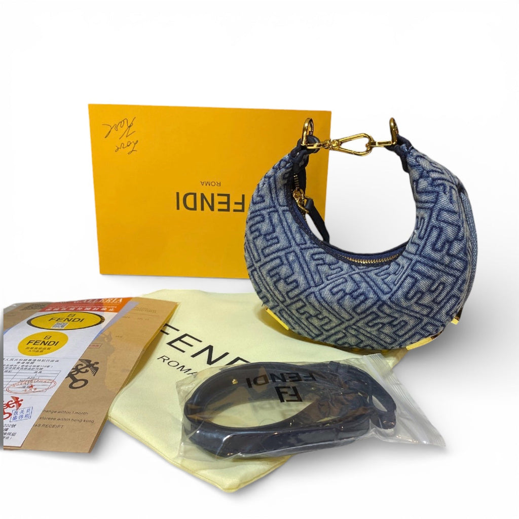 Fendi FF Logo Jacquard Mini Hobo Bag