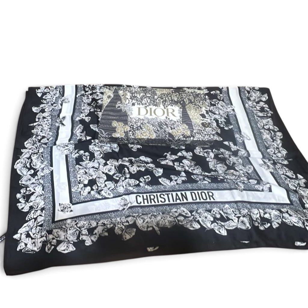 Christian Dior Butterfly Toile de Jouy Square Silk Scarf