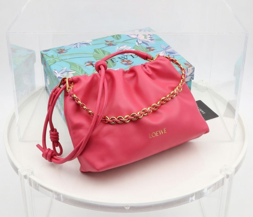 Loewe Flamenco Leather Chain Clutch Bag