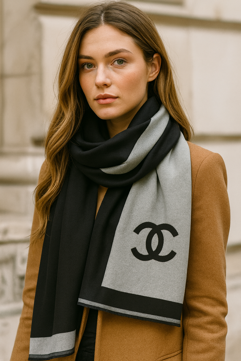 Chanel – Luxury Silk-Feel Double-Face Scarf