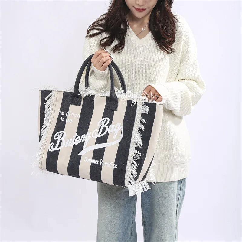 Saint Barth Summer Paradise Fringe Tote Bag
