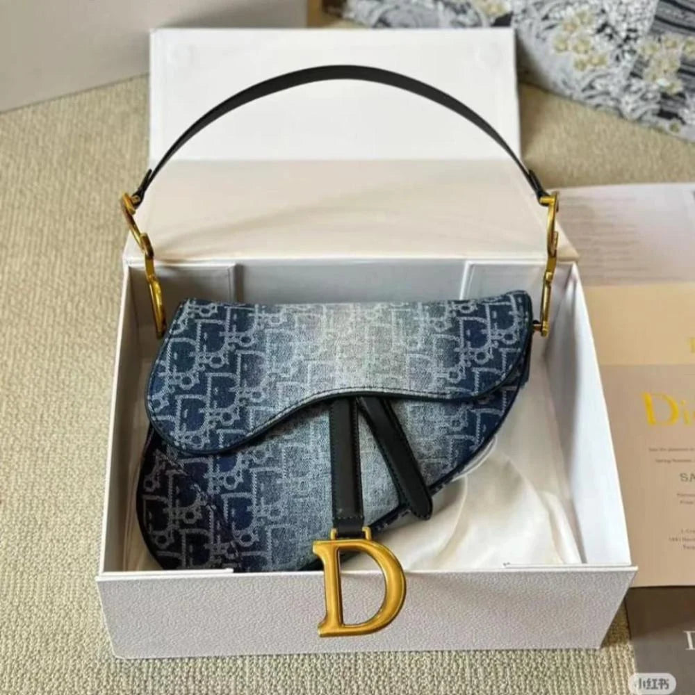 Dior Saddle Bag Blue Denim Oblique Jacquard