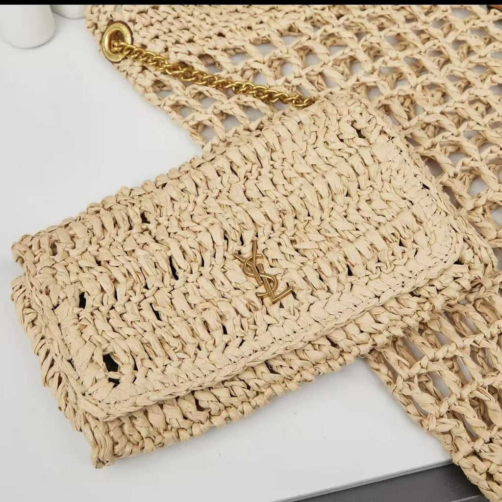 Saint Laurent Panier Medium Tote in Crochet Raffia