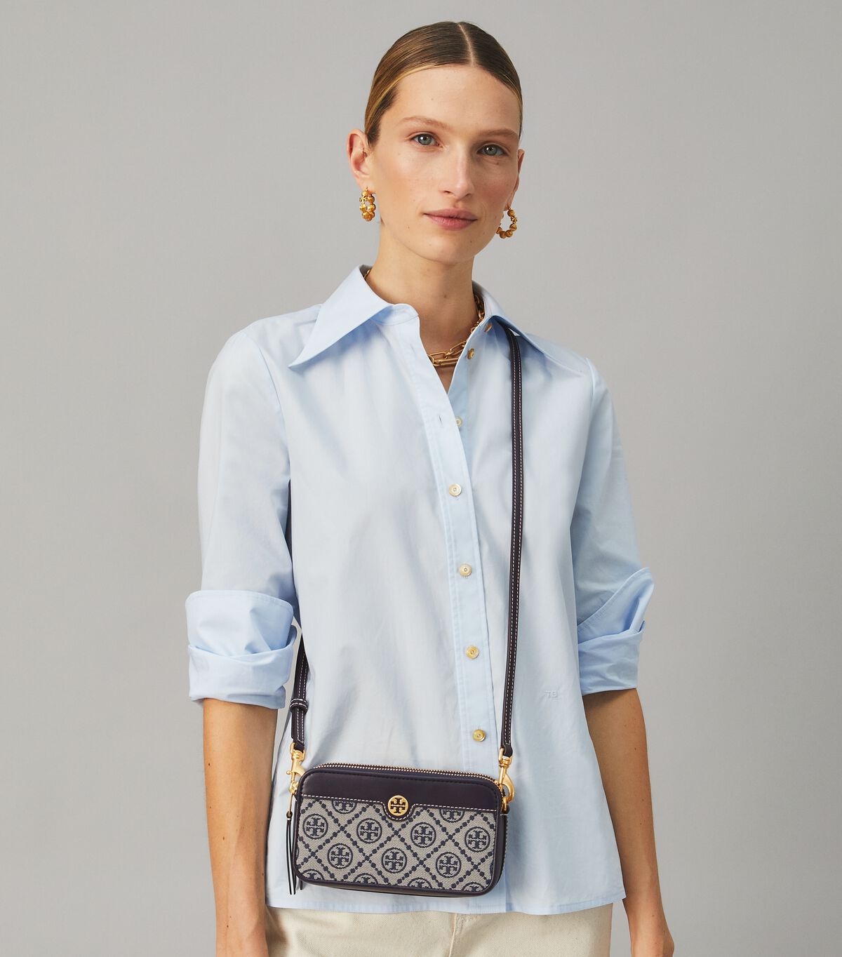 TORY BURCH T MONOGRAM JACQUARD DOUBLE-ZIP MINI BAG