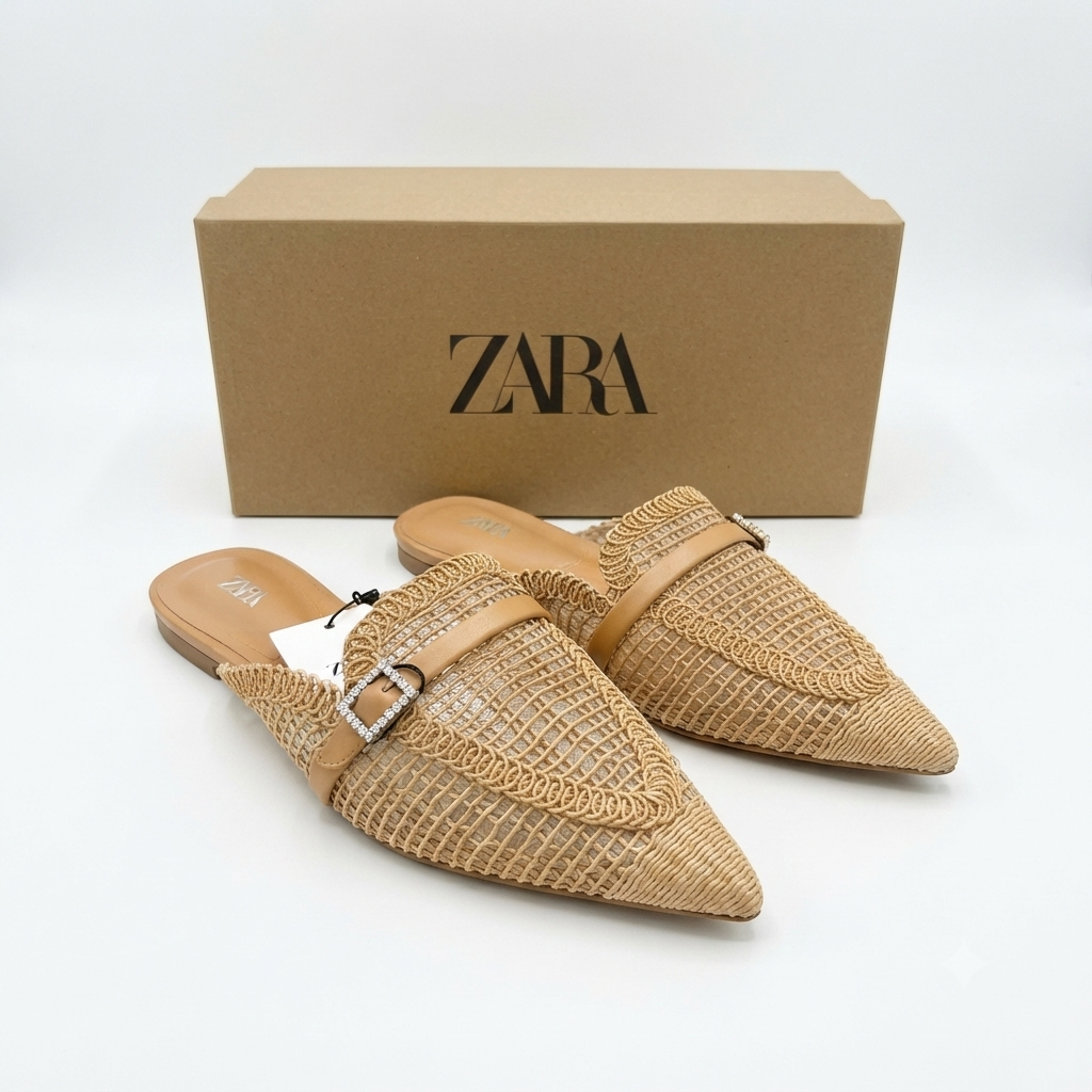 ZARA Woven Pointed Mules