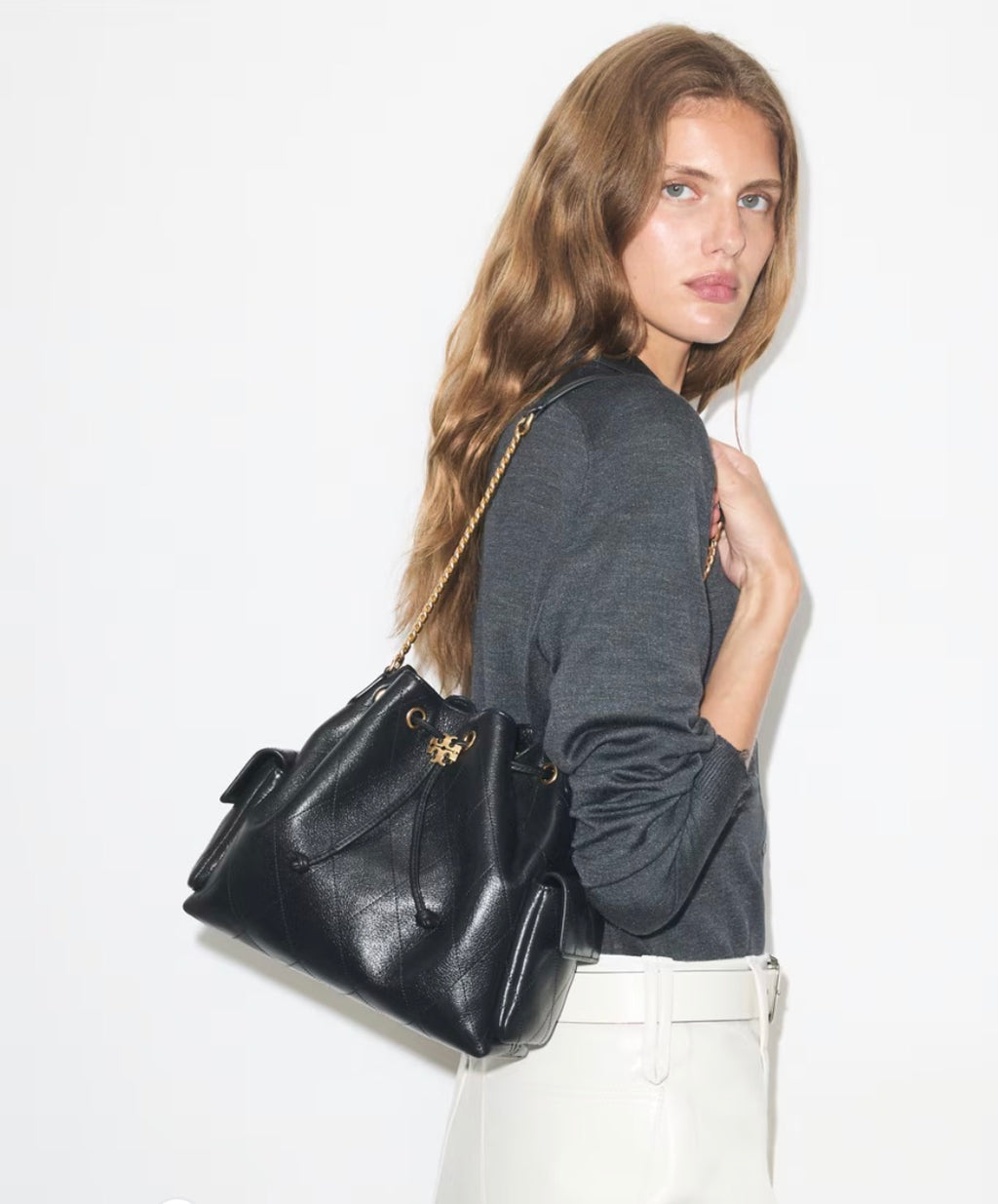 Tory Burch Charlie Quilted Drawstring Shoulder Bag