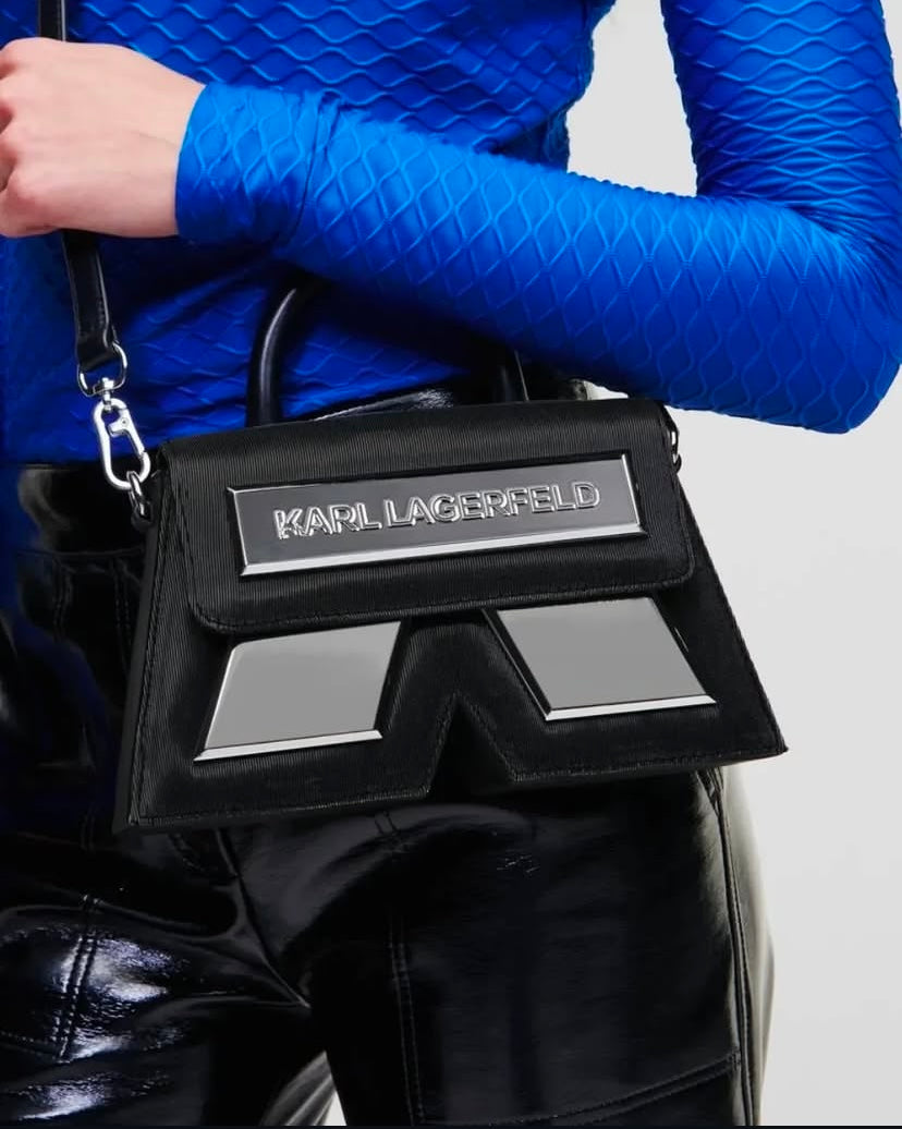 KARL LAGERFELD Women Black Icon K Leather Crossbody Bag