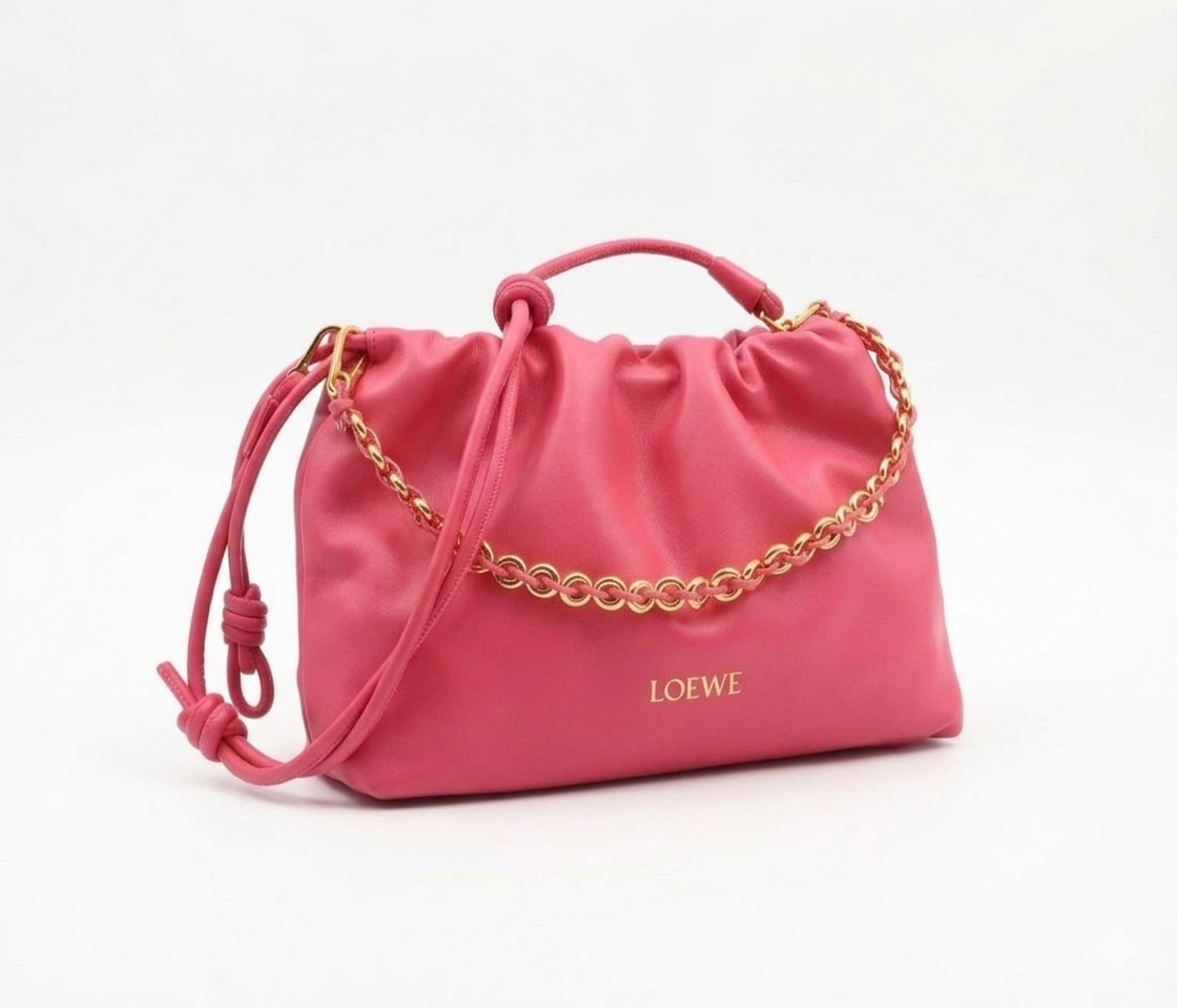 Loewe Flamenco Leather Chain Clutch Bag