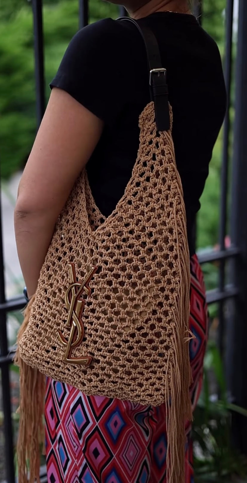 Saint Laurent Crochet Fringe Hobo Bag