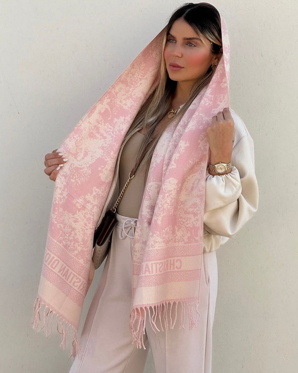 Christian Dior Toile de Jouy Fringed Scarf
