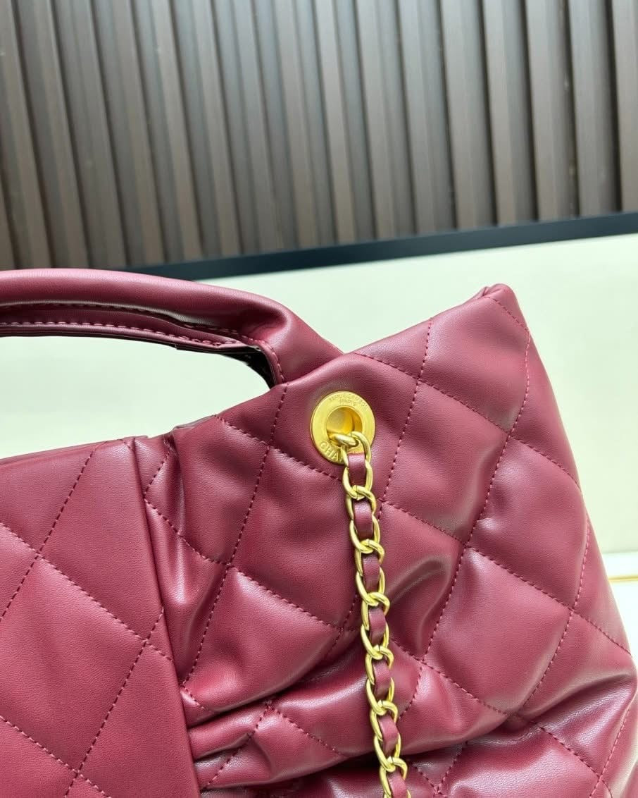 Chanel Quilted Bow Top Handle Bag with Chain Strap