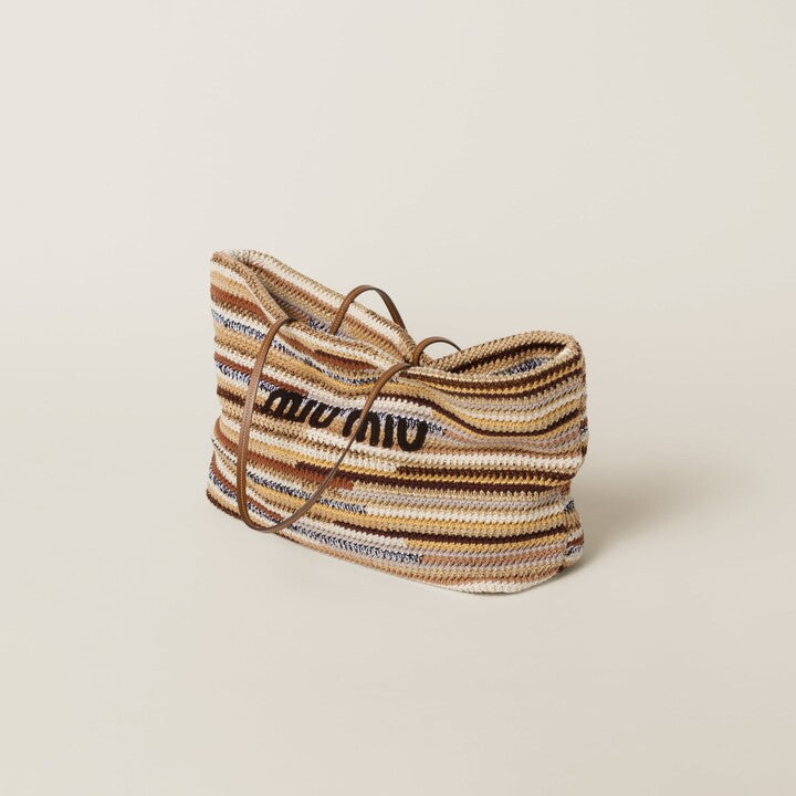 Miu Miu Striped Crochet Tote Bag