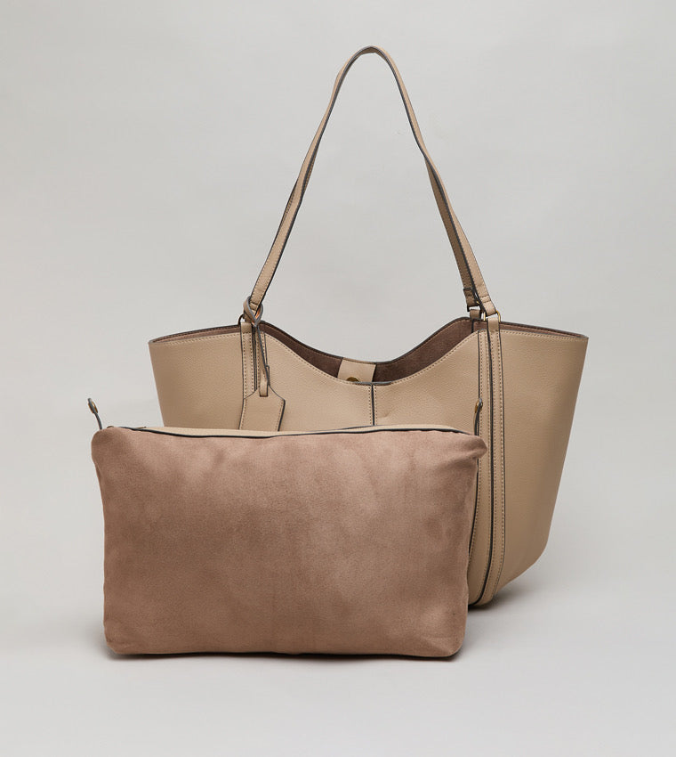 Zara Minimalist Tote Bag with Inner Pouch