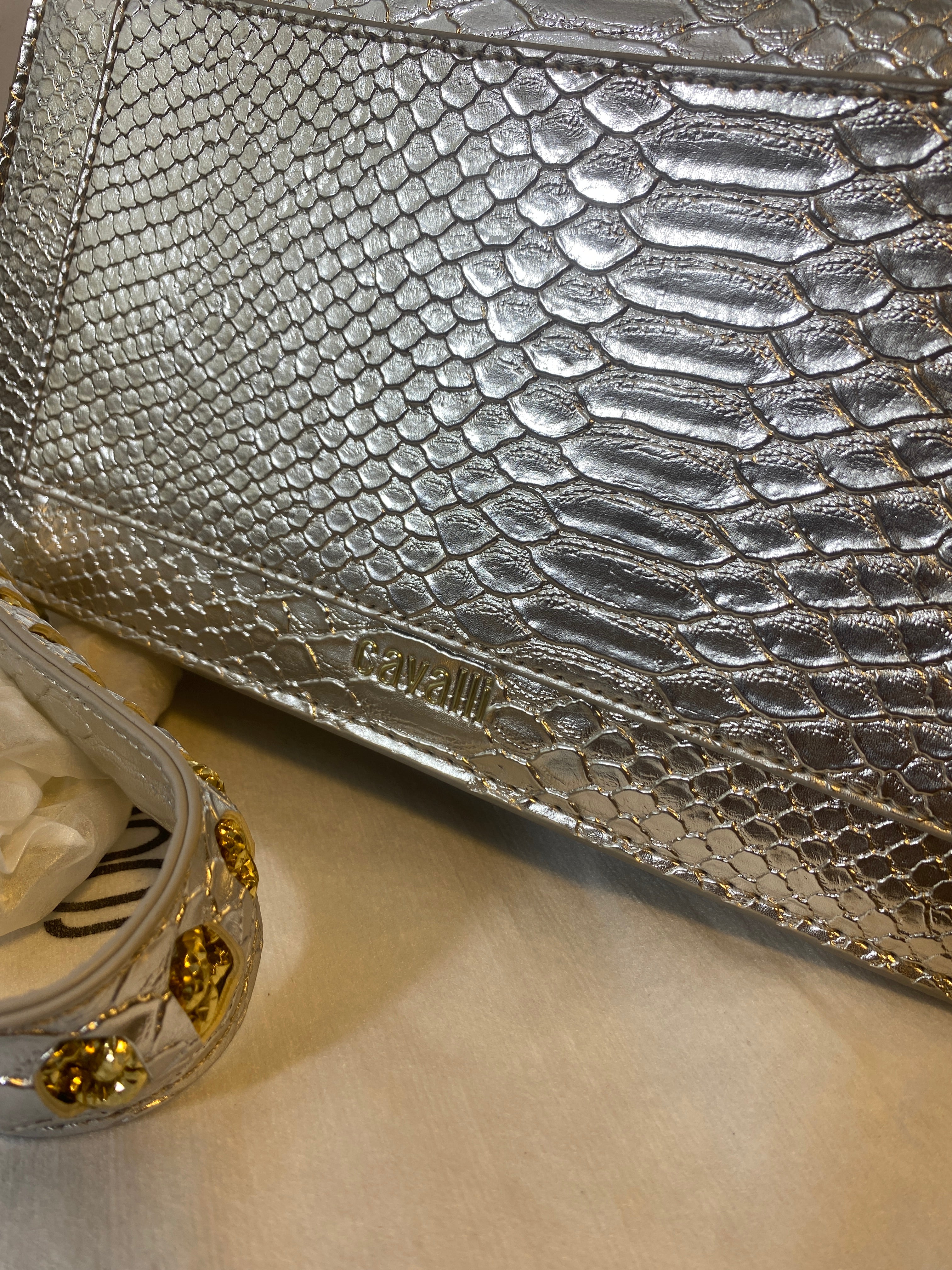 Roberto Cavalli Snake-Texture Bag