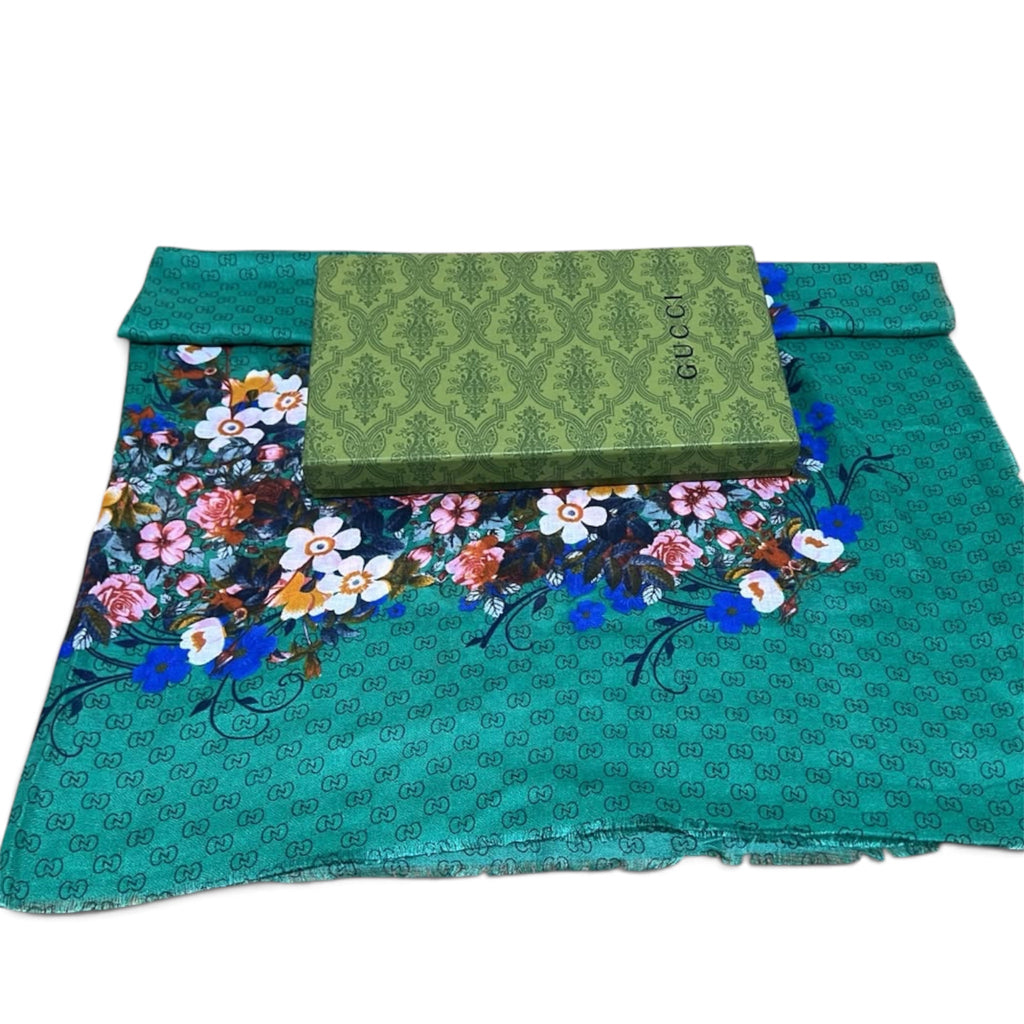 Gucci GG Flora Print Square Scarf