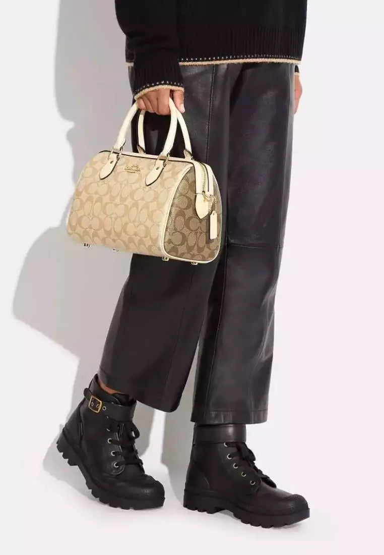 Coach Rowan Satchel In Blocked Signature Canvas