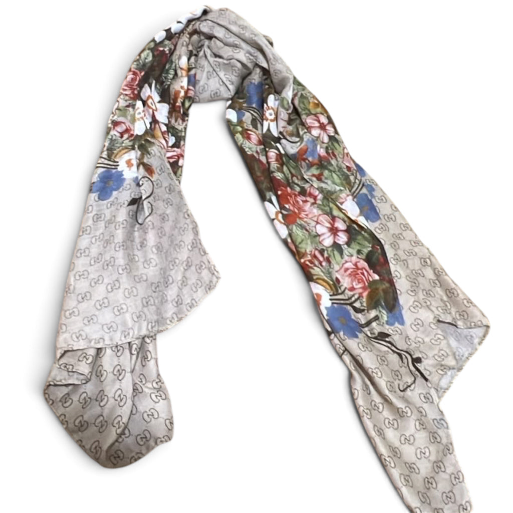 Gucci GG Flora Print Square Scarf