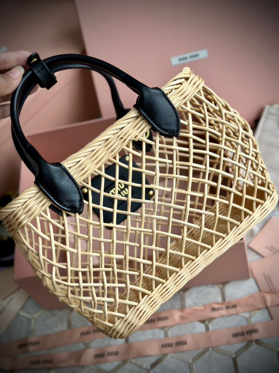 Miu Miu Wicker Basket Bag